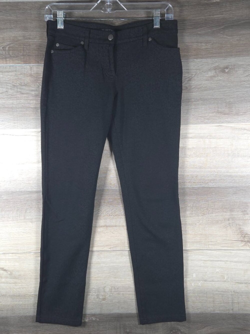 Eileen Fisher Black Skinny Ankle Pants Women's Size 6 Petite Minimalist Stretch